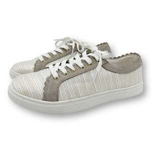 Jack Rogers Low-top Lace-Up Cream‎ and Gold Teagan Sneaker Sz 11M